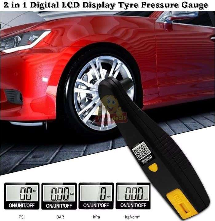 2 in 1 Digital LCD Display Tyre Air Pressure Gauge Meter