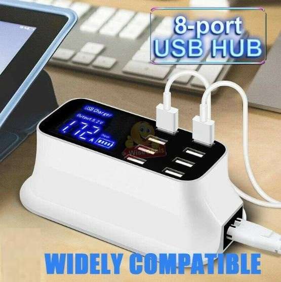 8 Ports Smart Chip USB Charger Hub Dock Station LED Display