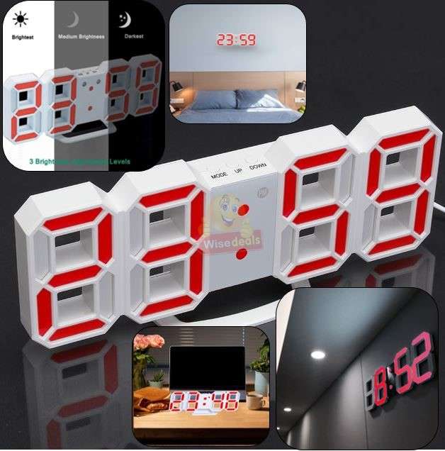 Large 3D LED Digital Light Alarm Clock