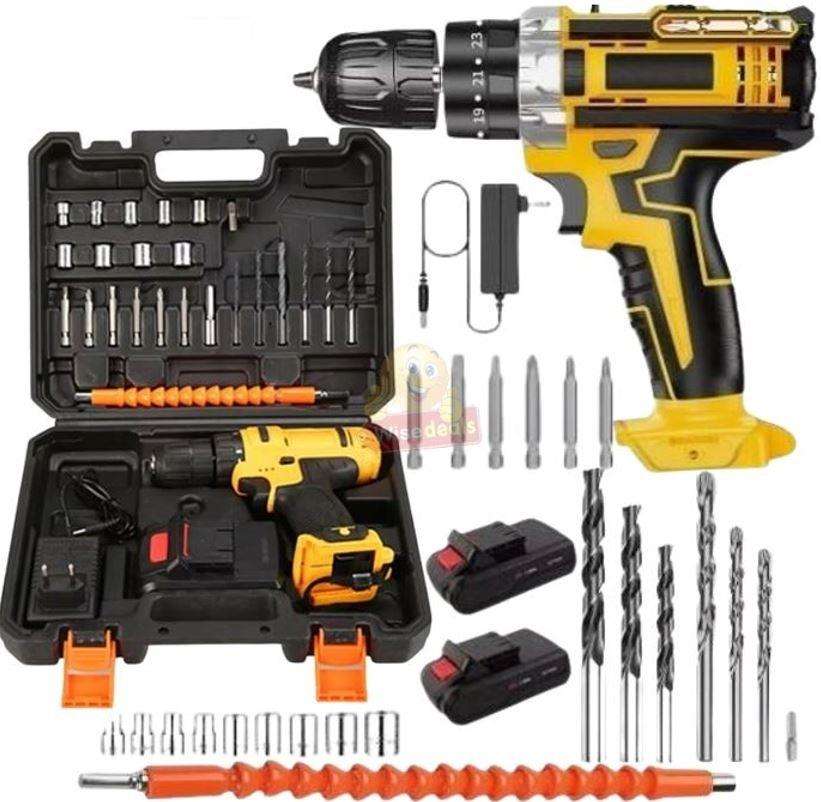 Powerful Cordless Drill with 2 Lithium Batteries and Accessories in a handy Carry Case