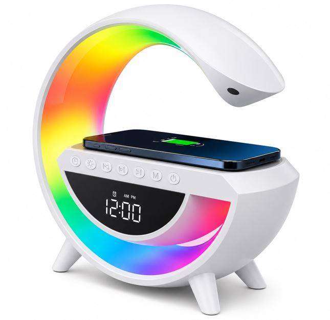 Mini LED Wireless Charging Speaker Alarm Clock FM Radio