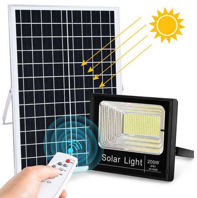 200W Solar Flood Light with Panel and Remote