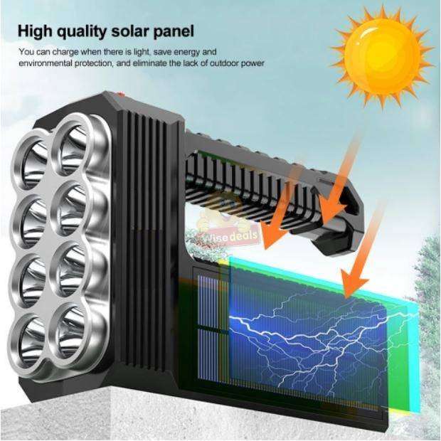 Dual Light Solar and USB LED Flashlight