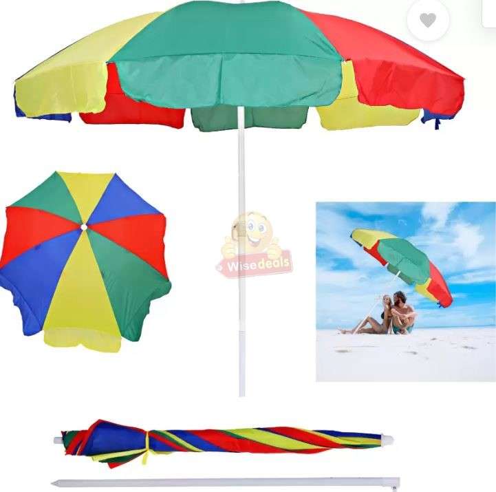 Large Outdoor Rainbow Garden or Beach Umbrella