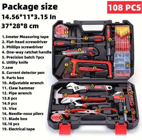 108 Piece Multi-Functional Repair Tool Kit