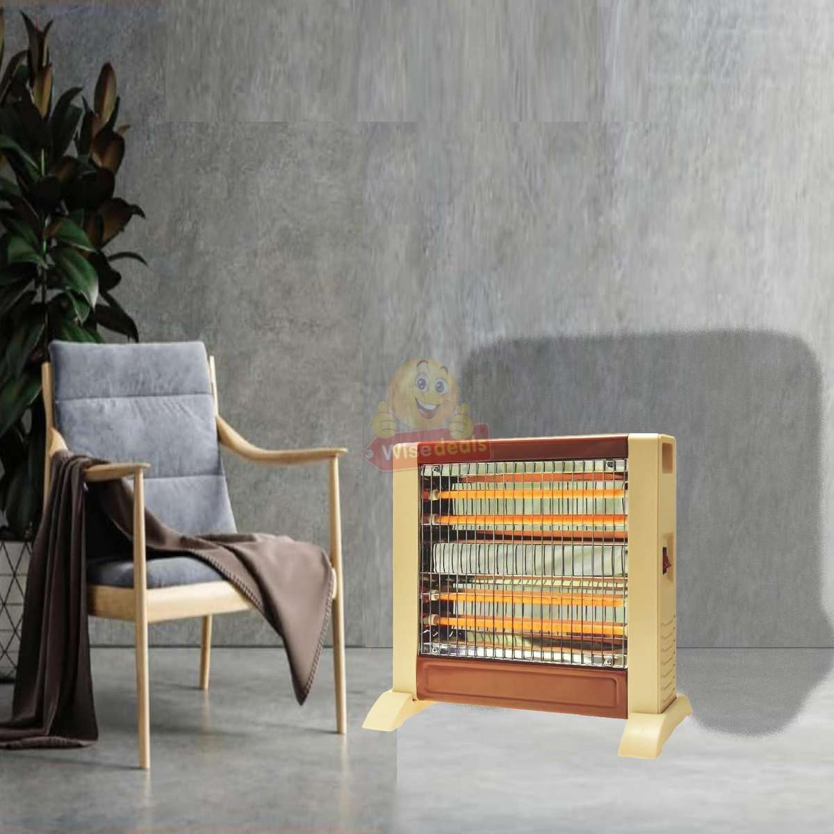 4 Tube Quartz Halogen Electric Heater with 2 Heating Modes