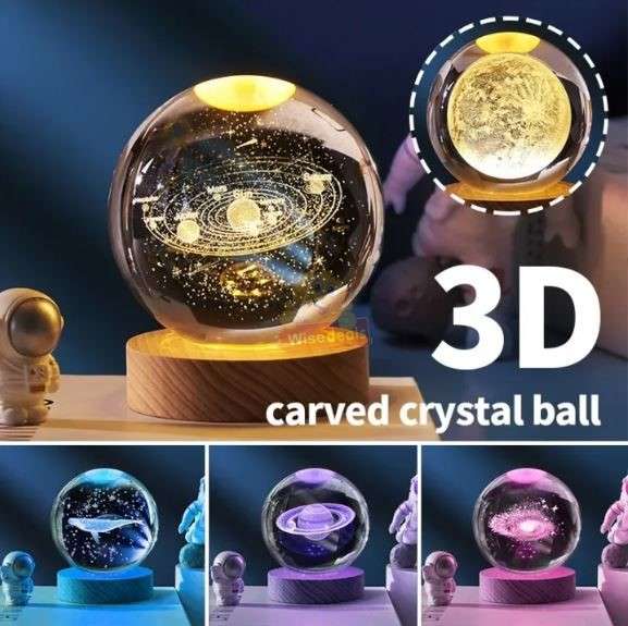 Luminous 3D Laser Engraving crystal ball night Light