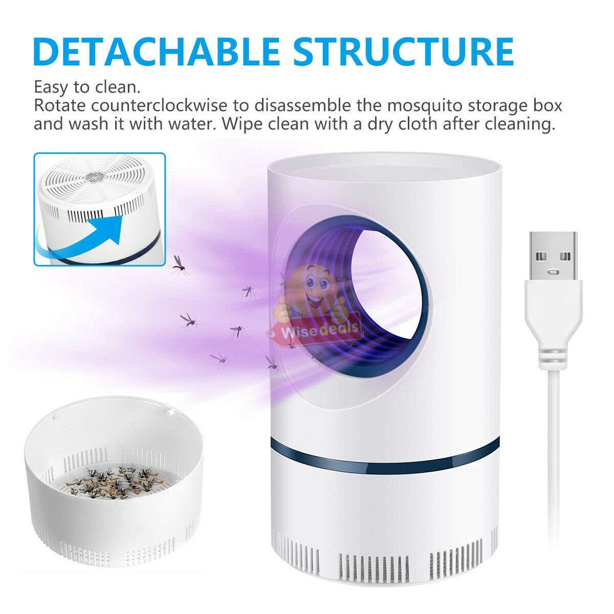 Effective UV Light Mosquito and Insect Killer, powered by USB for Indoor and Outdoor use