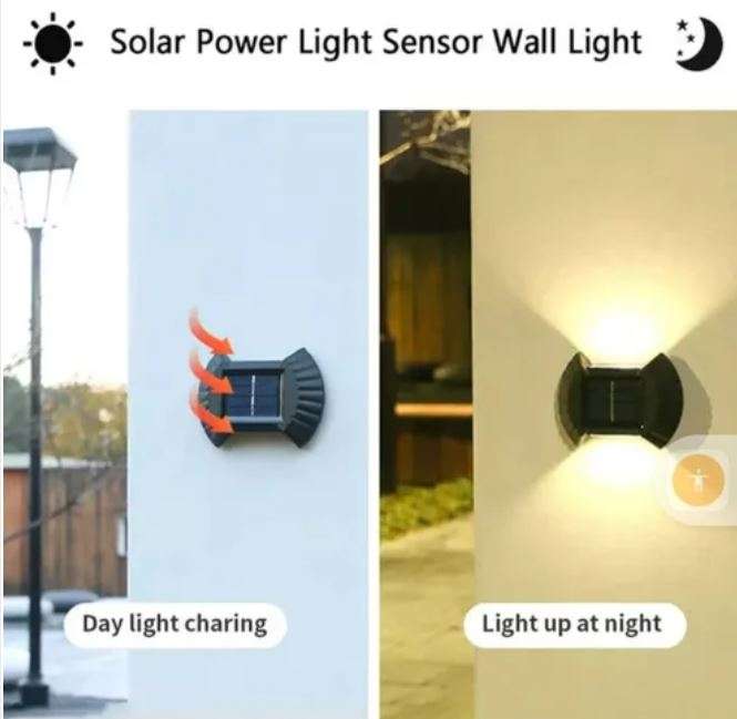2 Pack Solar Double Head Waterproof Solar Wall Lights