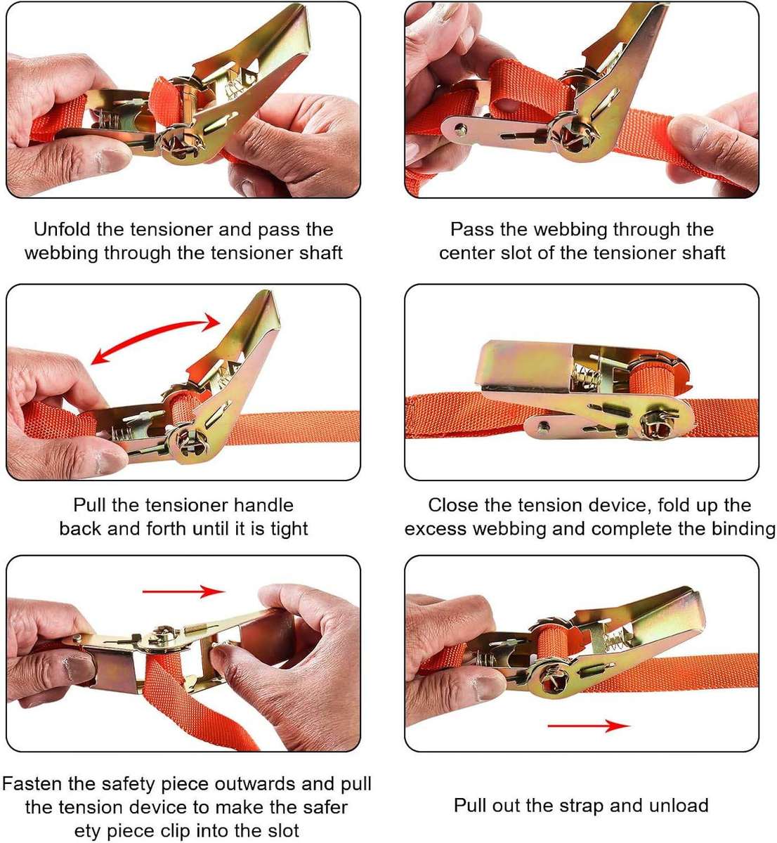 4 Piece Adjustable Ratchet Strap Set