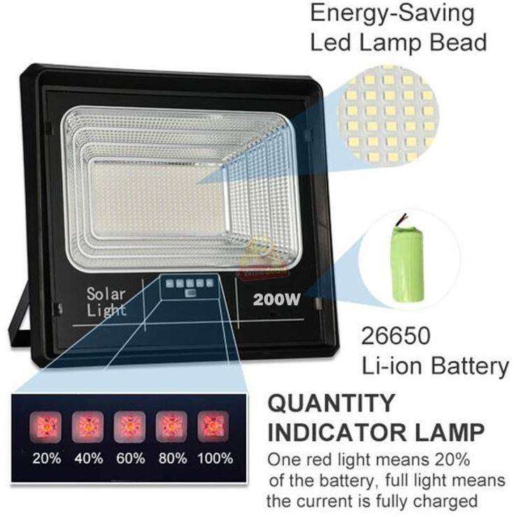 200W Solar Flood Light with Panel and Remote