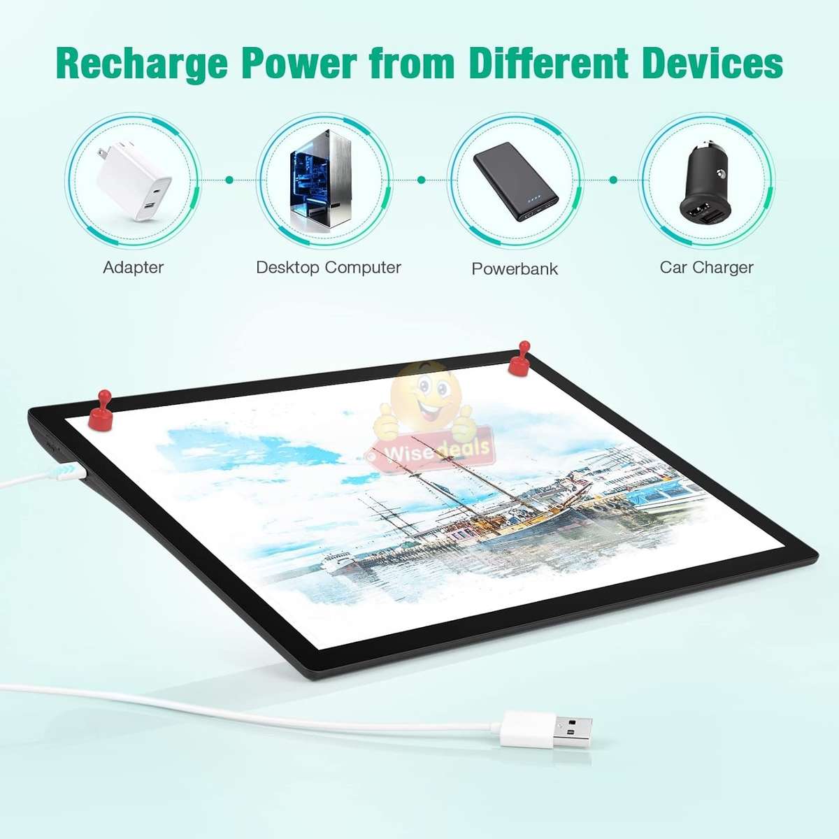 Large 2500mAh Lithium Battery LED Brightpad with scale