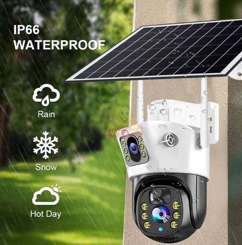 SOLAR Dual Lens & Dual Screen PTZ IP 4G Sim Card OR WIFI Camera