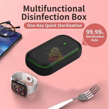 3 in 1 Fast Wireless Charger and UV Sanitizer Case Station in Black