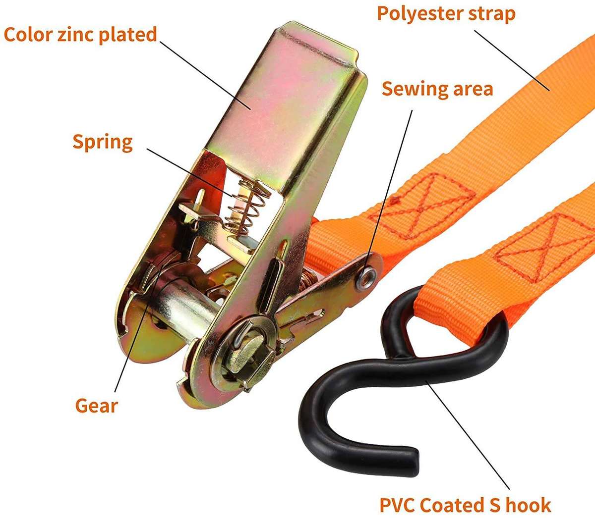 2 Piece 15 Ratchet Tie Down Set