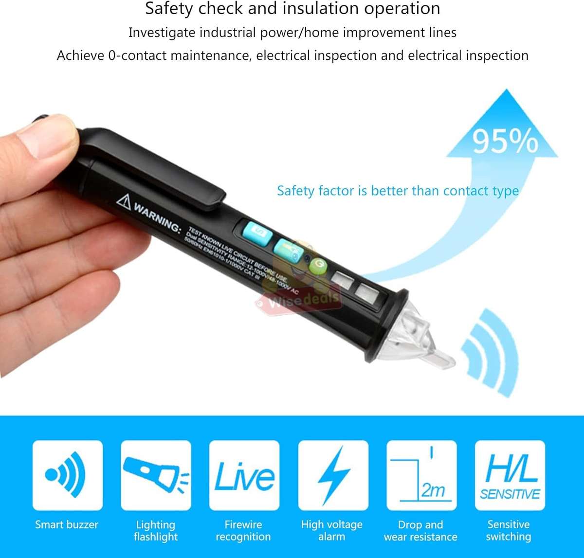 Multi-Function 12V / 48V -1000V Pen Style Non-Contact AC Voltage Detector