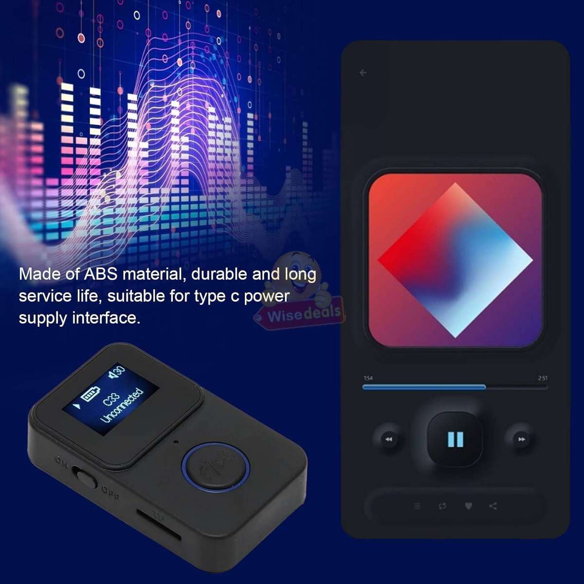 Portable Wireless Audio Player C33 Bluetooth 5.0, MicroSD, AUX, 200mAh