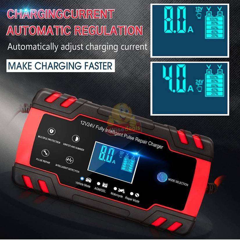 12V 8A and 24V 4A Intelligent Pulse Repair Battery Charger