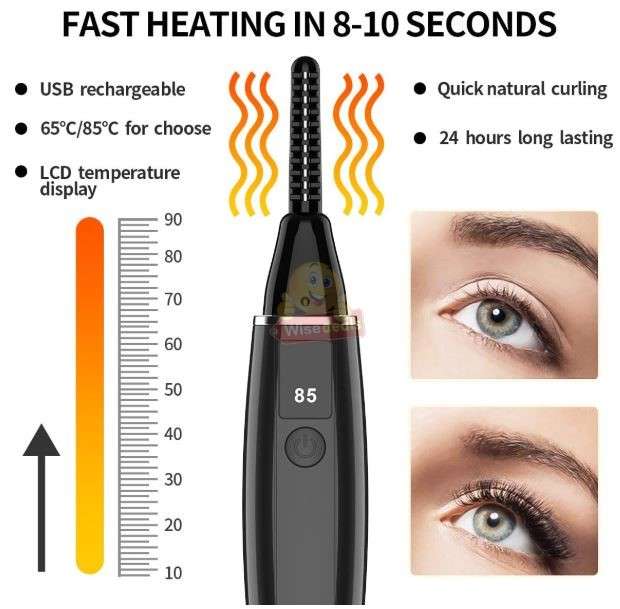 Electric LED Display Eyelash Curler USB Rechargeable 2 Temperature settings
