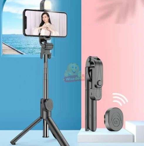 2-in-1 Bluetooth Tripod 360° Selfie Stick with Remote available in Black or Pink