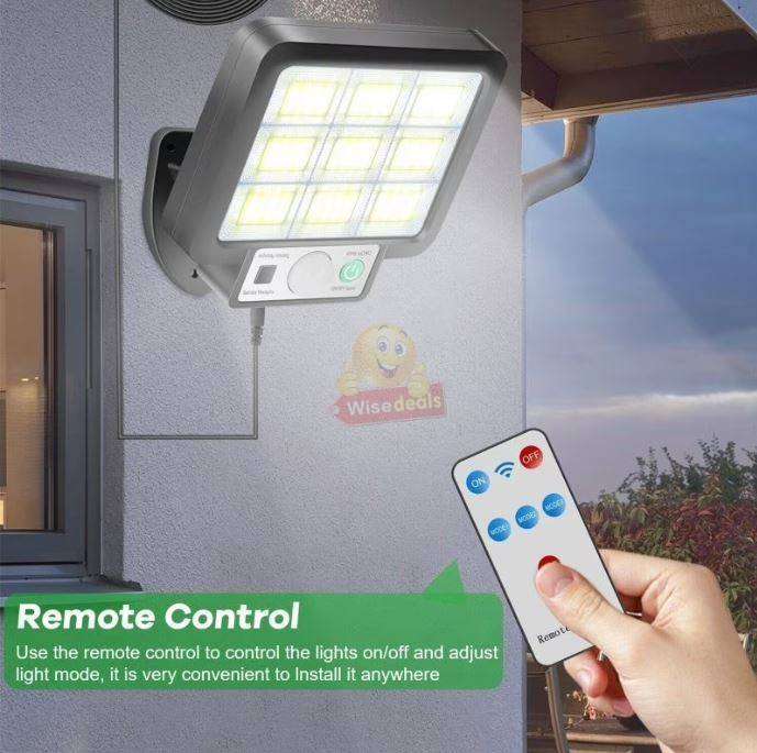 108 LED Solar Wall Light, Panel with Remote Control