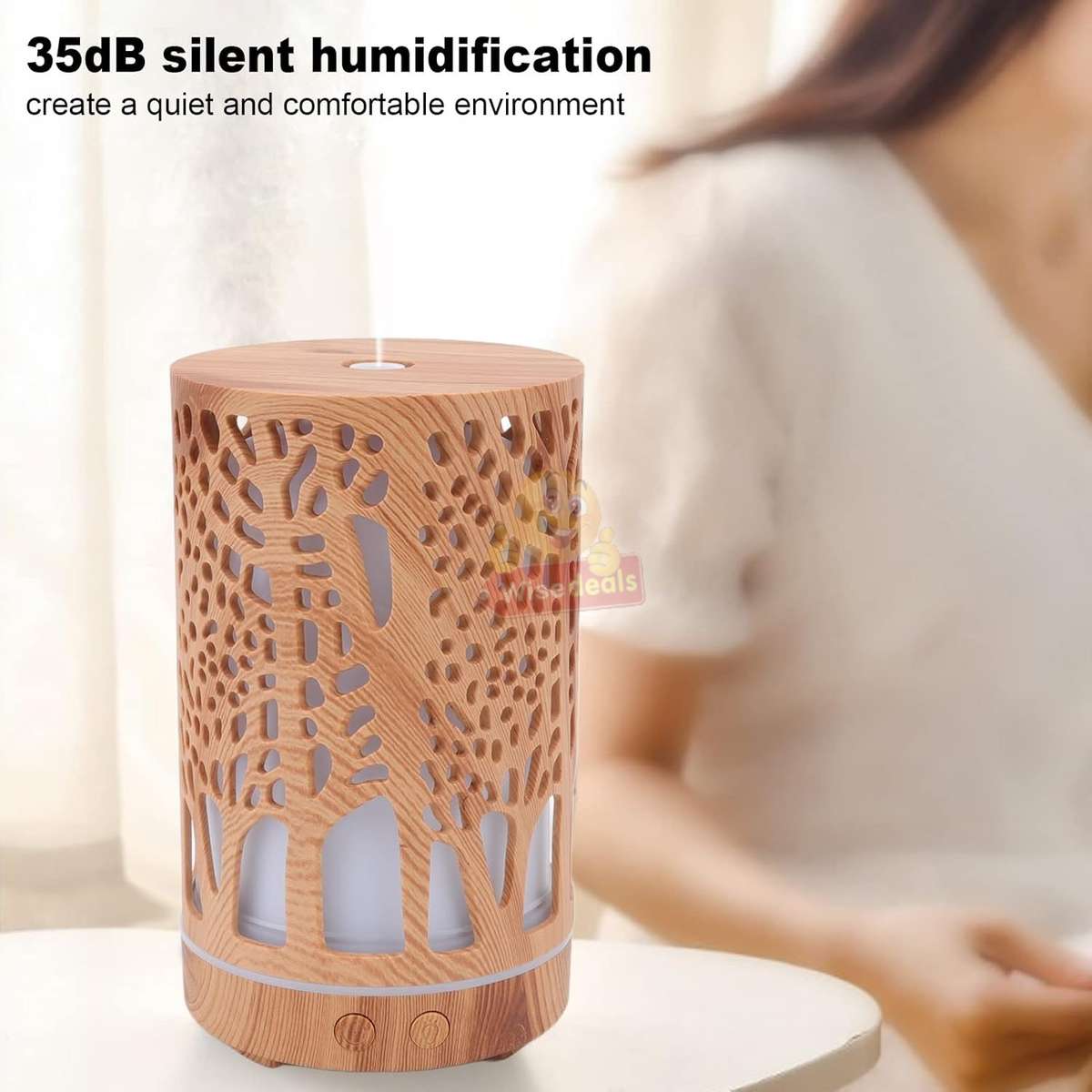 Wood Grain 7 LED Colour Light and Ultrasonic Humidifier Aroma Diffuser