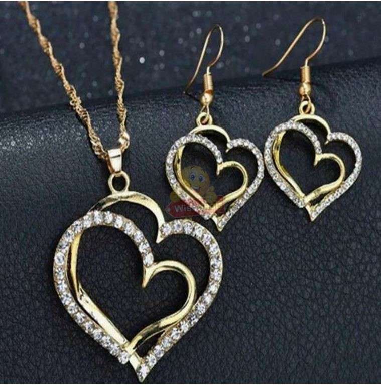 Heart Shaped Necklace and Earrings set in Complimentary Gift Box