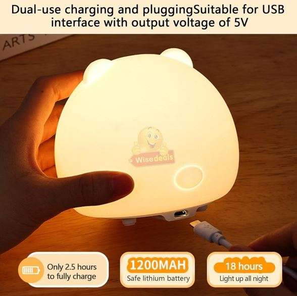 Different Colour Little Fat Bear LED Silicone Night Lamp