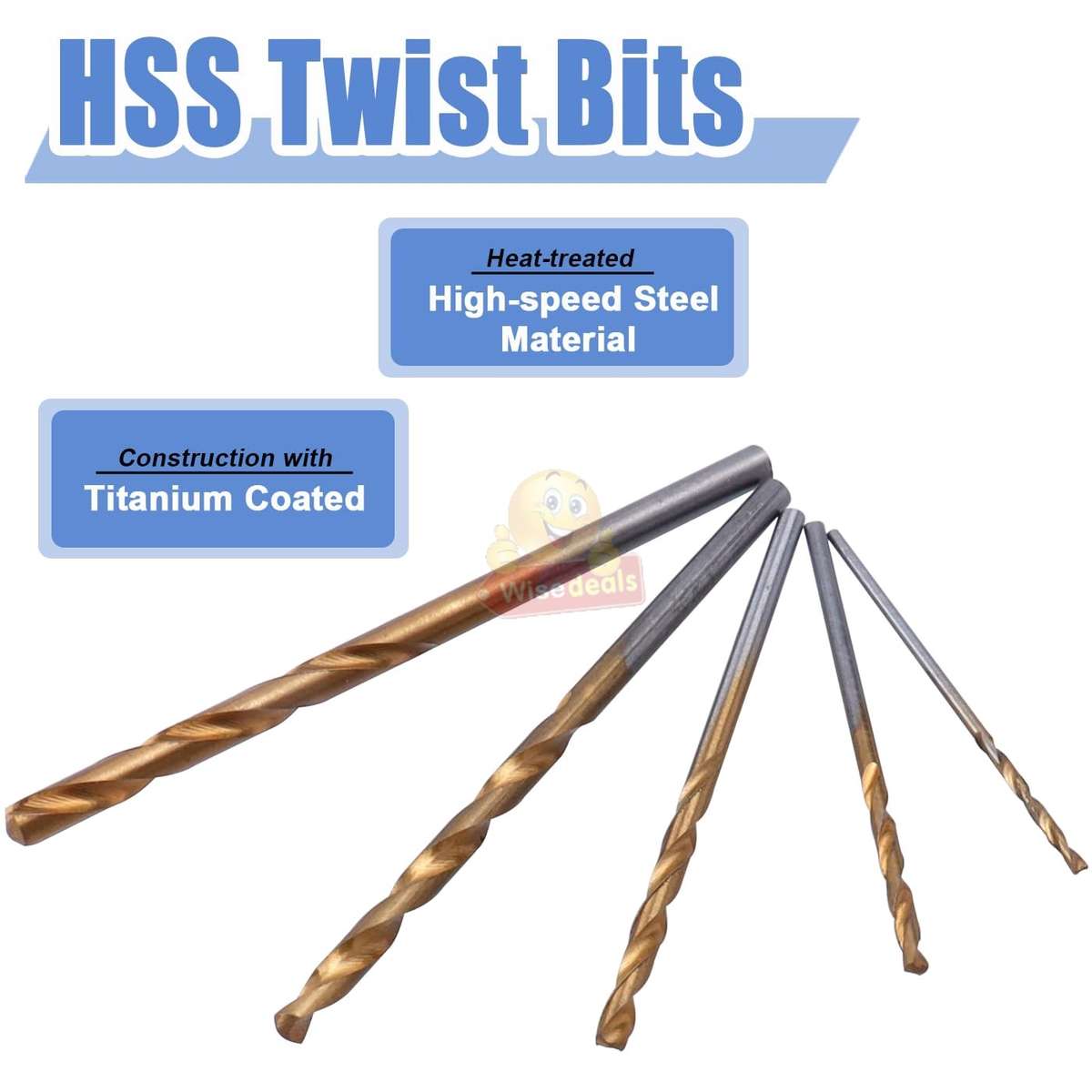 50 Piece Titanium Coated HSS Drill Bit Set