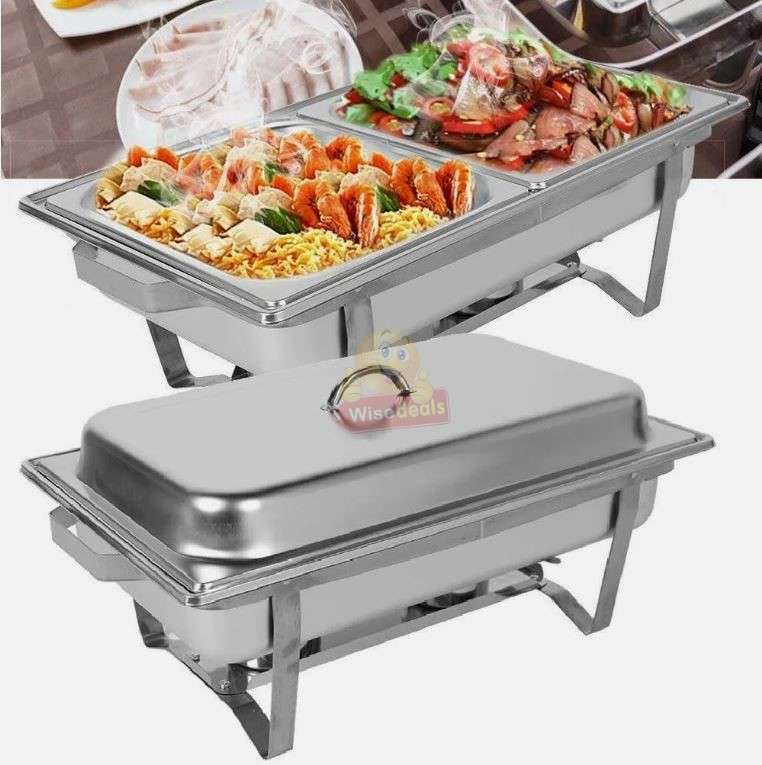 Double chafing stainless steel dish