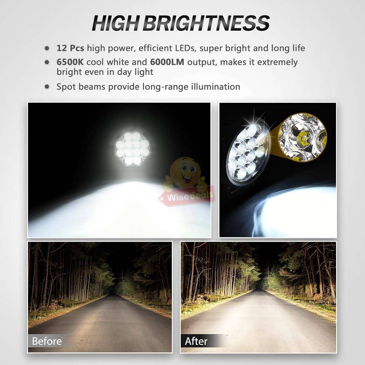 60W Spot Beam 6 Inch Round LED Spotlight