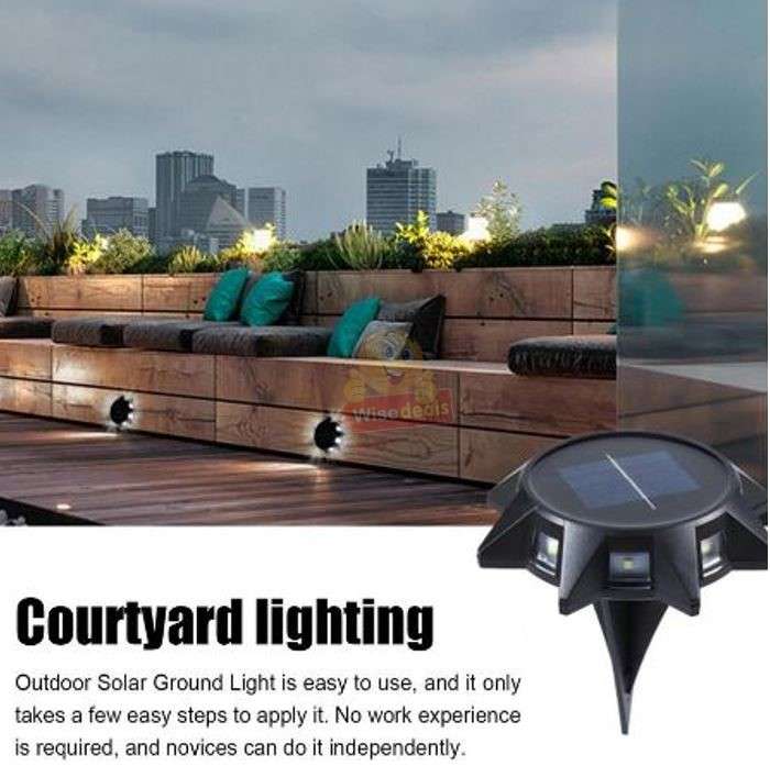 LED Solar Ground and Wall light with Built-in Rechargeable battery, Easy to Install and Waterproof