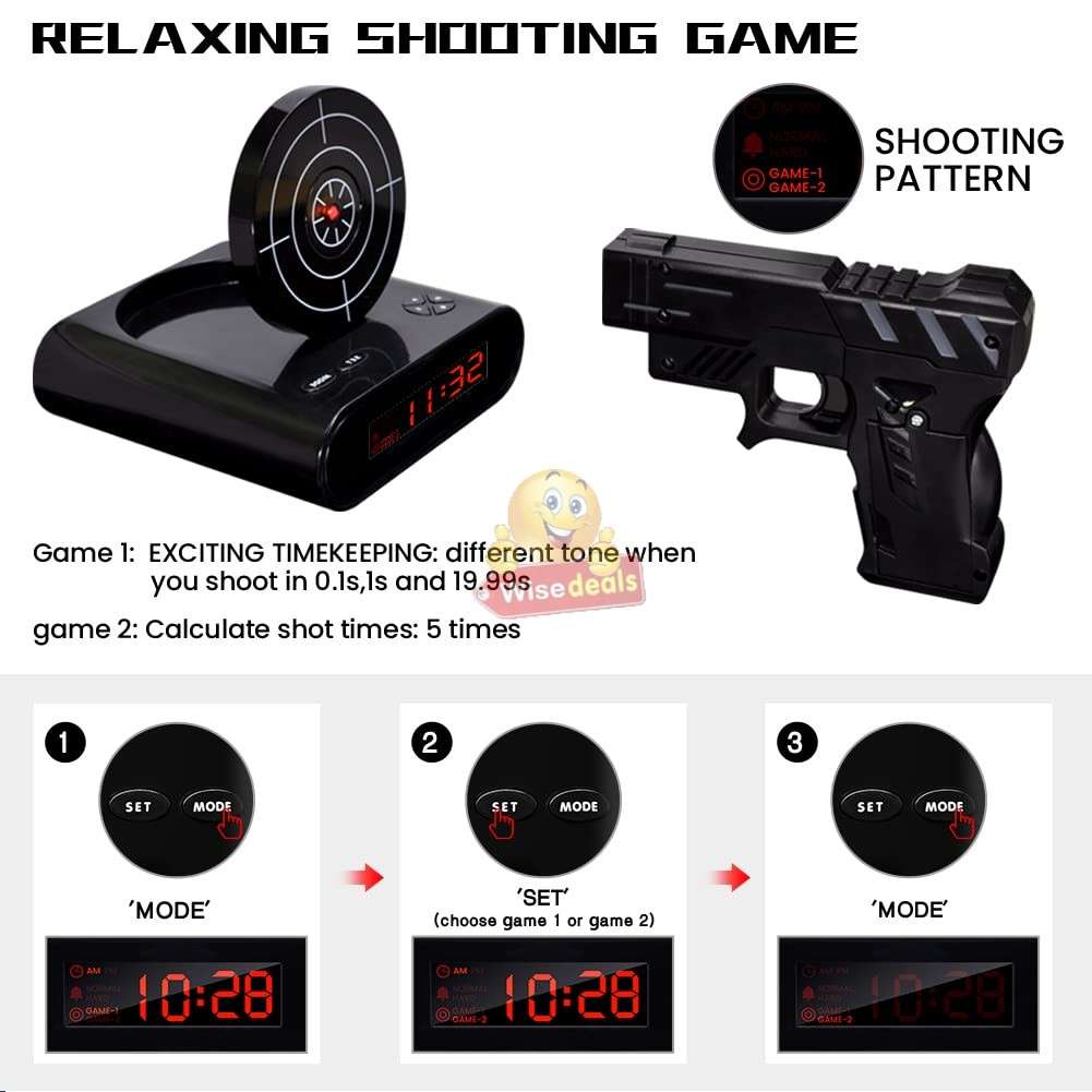 USB Game Mode and Gun Target LED Alarm Clock