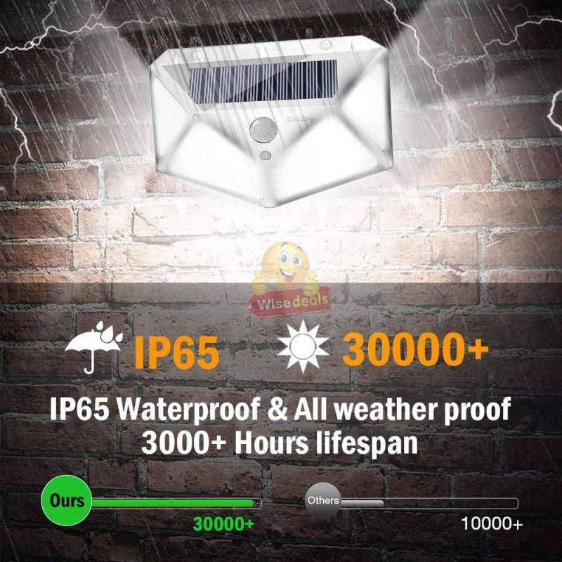 Super Bright 166 LED Solar Motion Wall Light with 3 Mode Settings, 1200LM, Waterproof