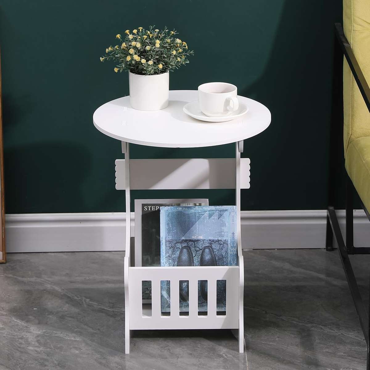 Mini Round Coffee Tea Home Living Room Magazine Storage Rack Bedside Table