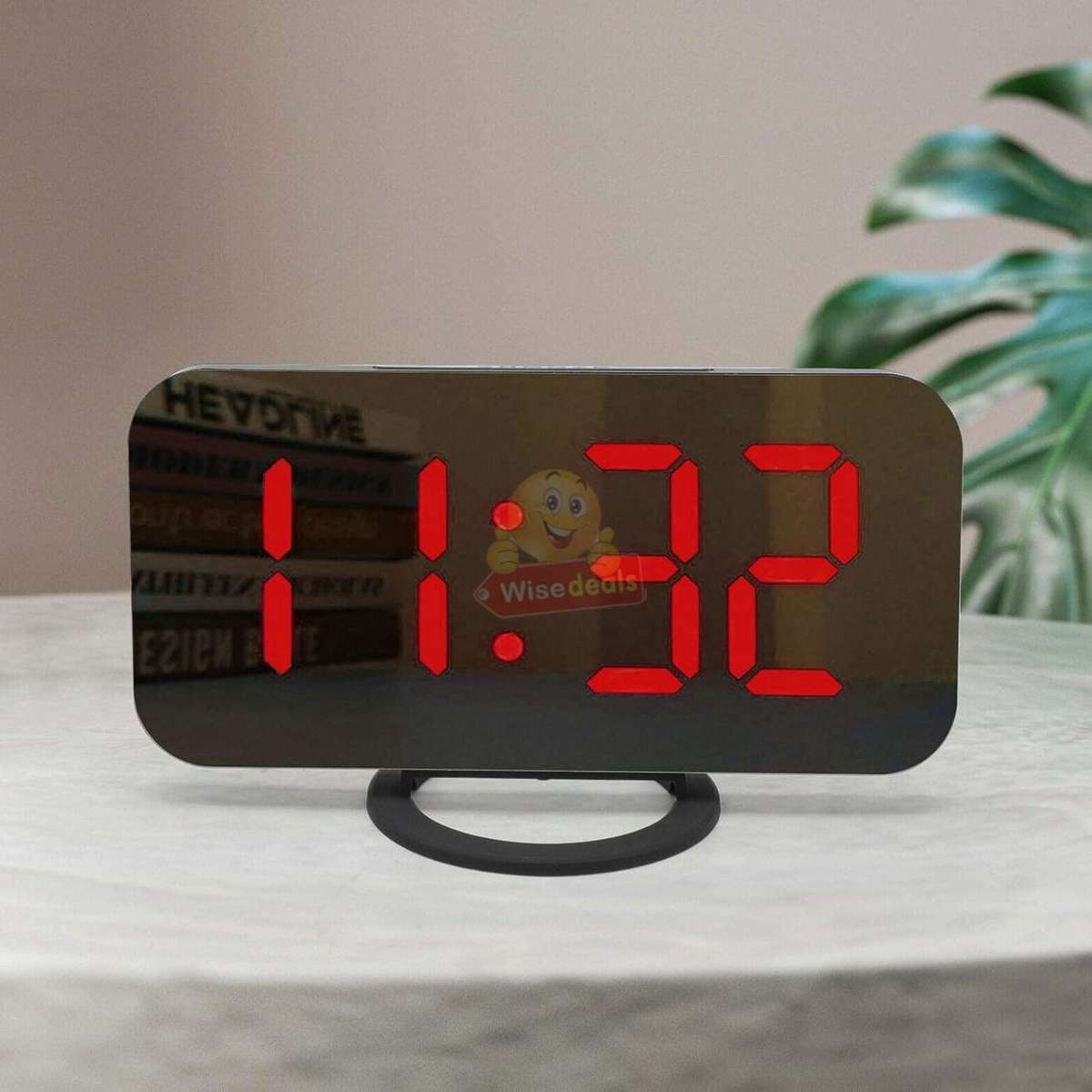 Large LED Display Digital Alarm Clock with Dual USB and AUX -Black & Red