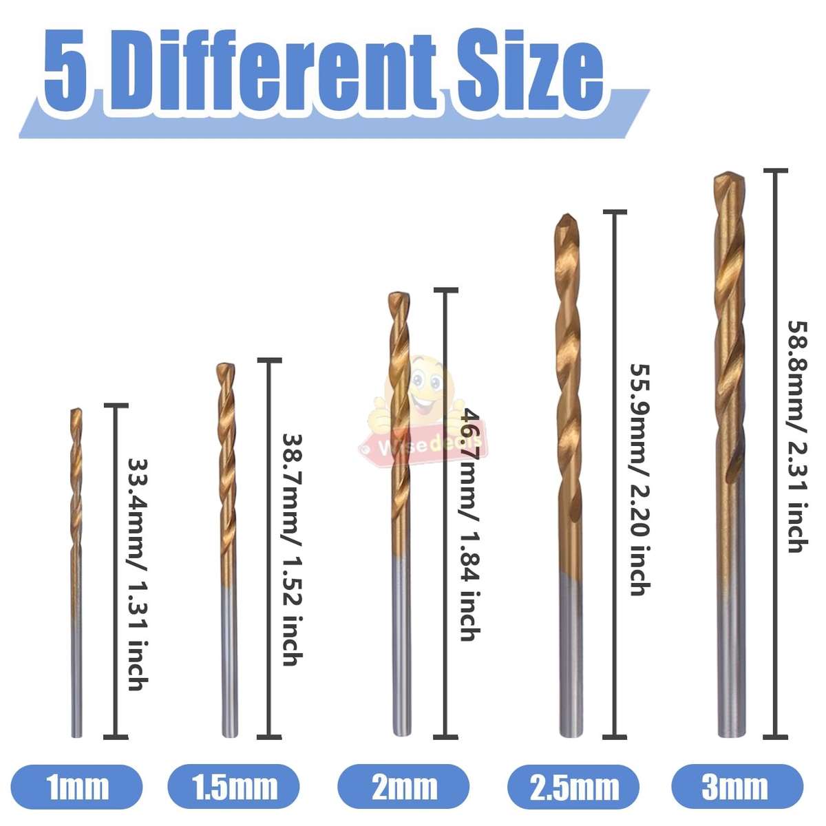 50 Piece Titanium Coated HSS Drill Bit Set