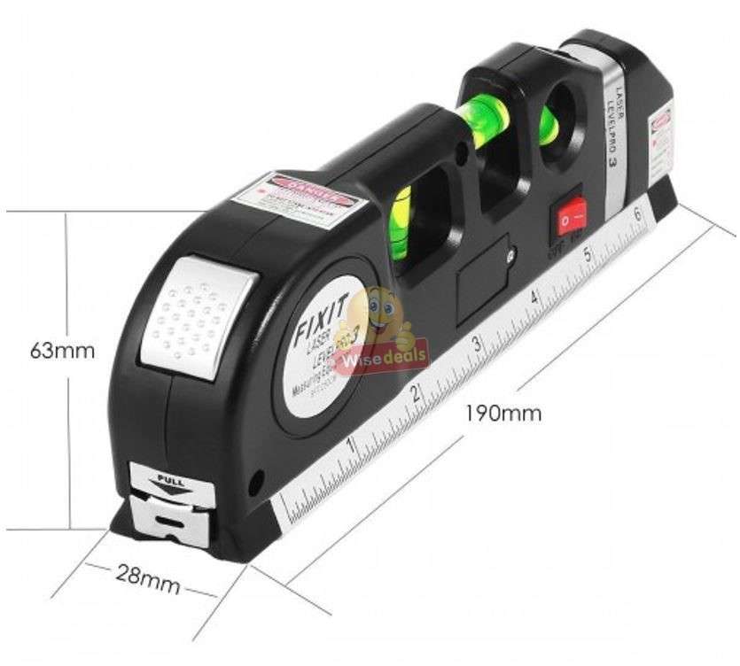 Laser Level Pro 3 Multi-Purpose Measuring Tool With 2.5m Tape
