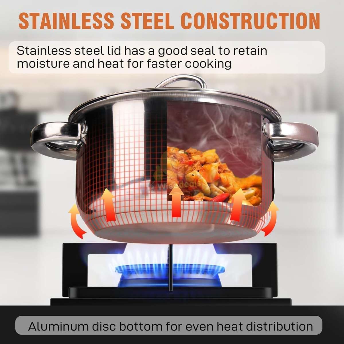 15 Piece Stainless Steel Mirror Polished Cookware set