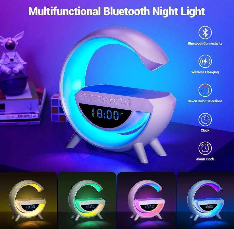 3-in-1 Wireless LED Bluetooth Speaker Radio Fast Charging Alarm Clock