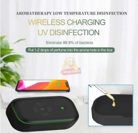 3 in 1 Fast Wireless Charger and UV Sanitizer Case Station in Black