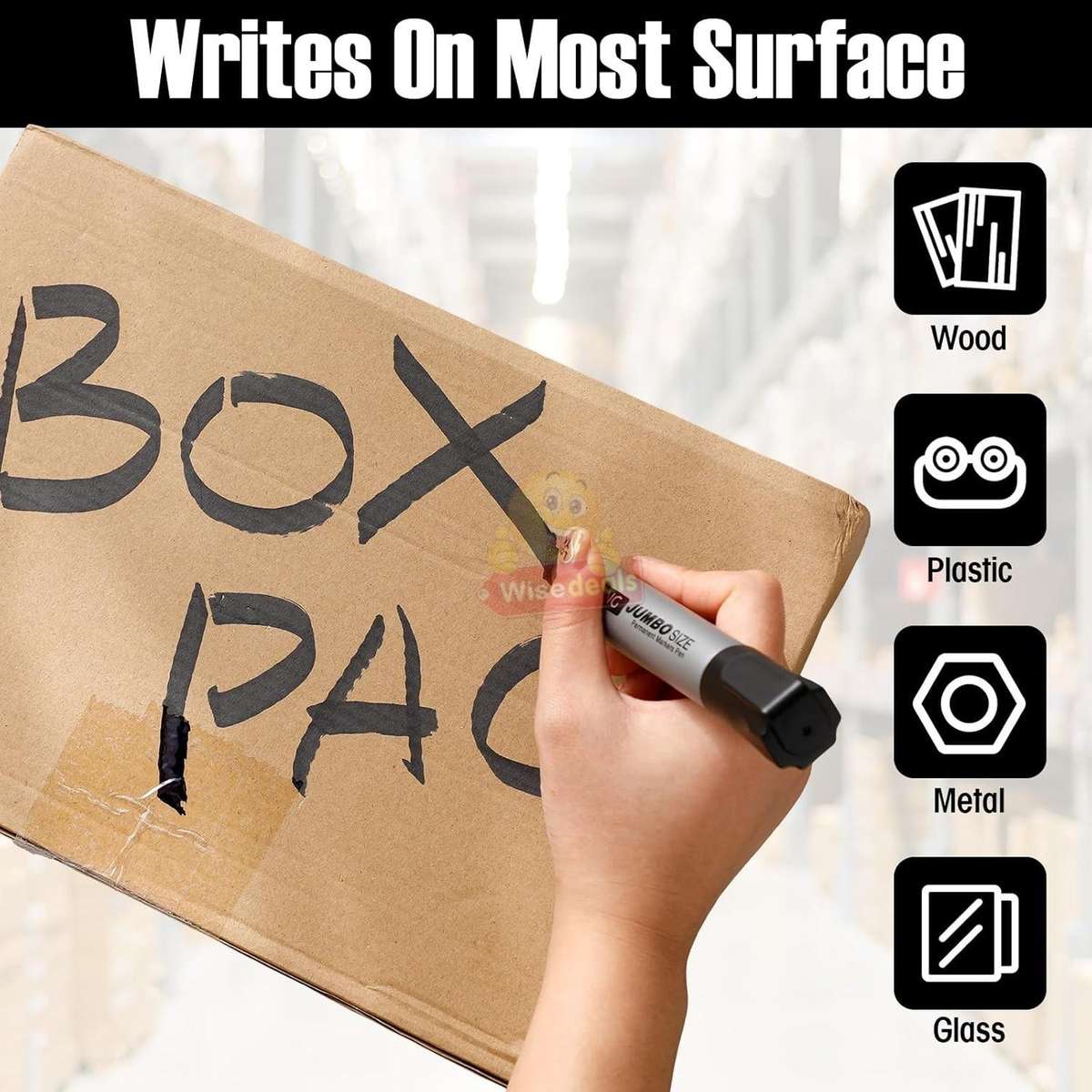 Secret Compartment 10 Piece Jumbo Waterproof Permanent Black Markers