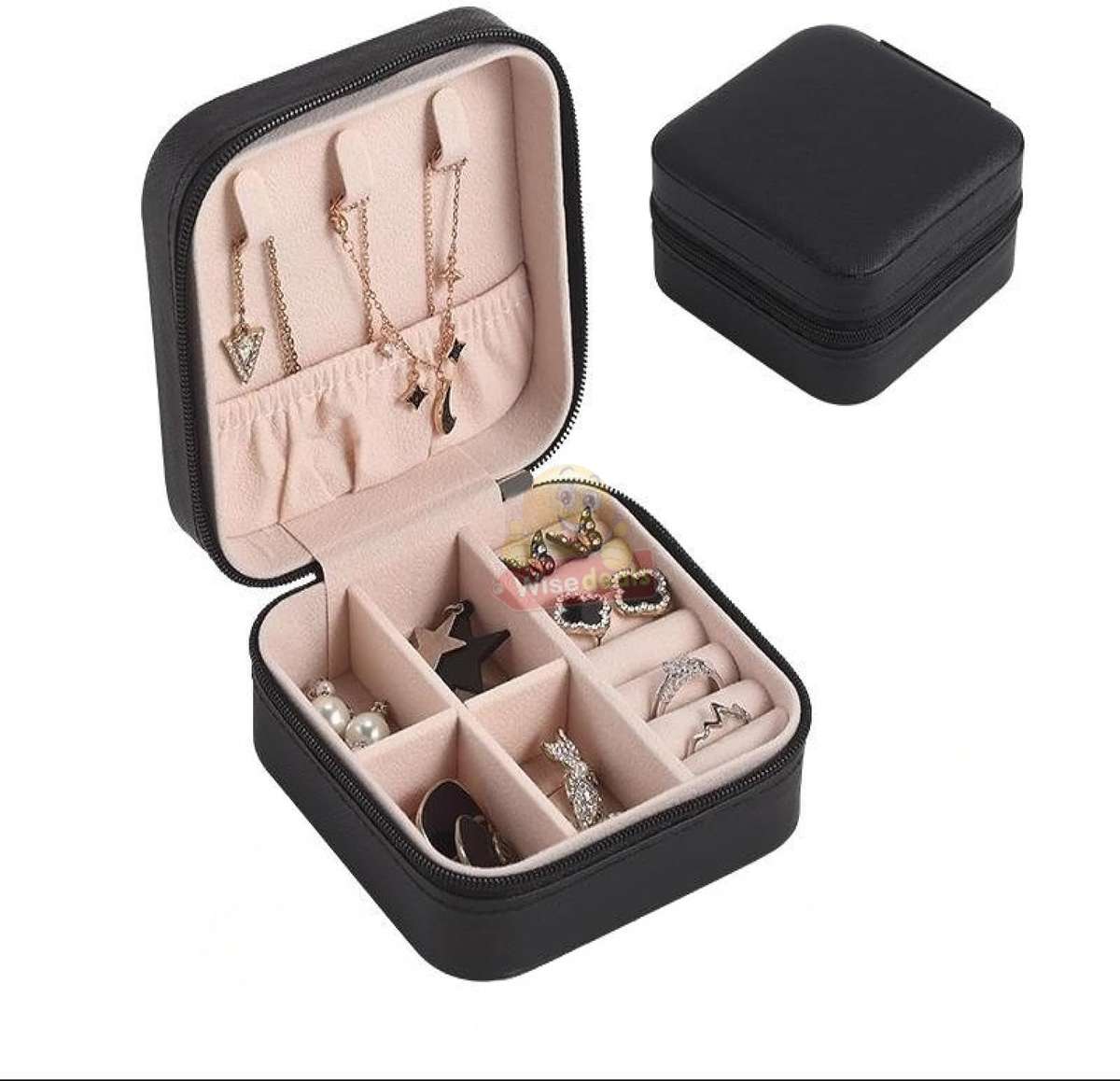 Leather Jewellery Zipper Storage Box