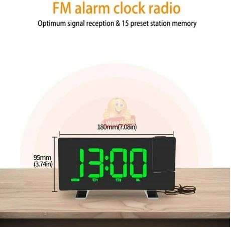 Time Projection Double Alarm FM LED Clock