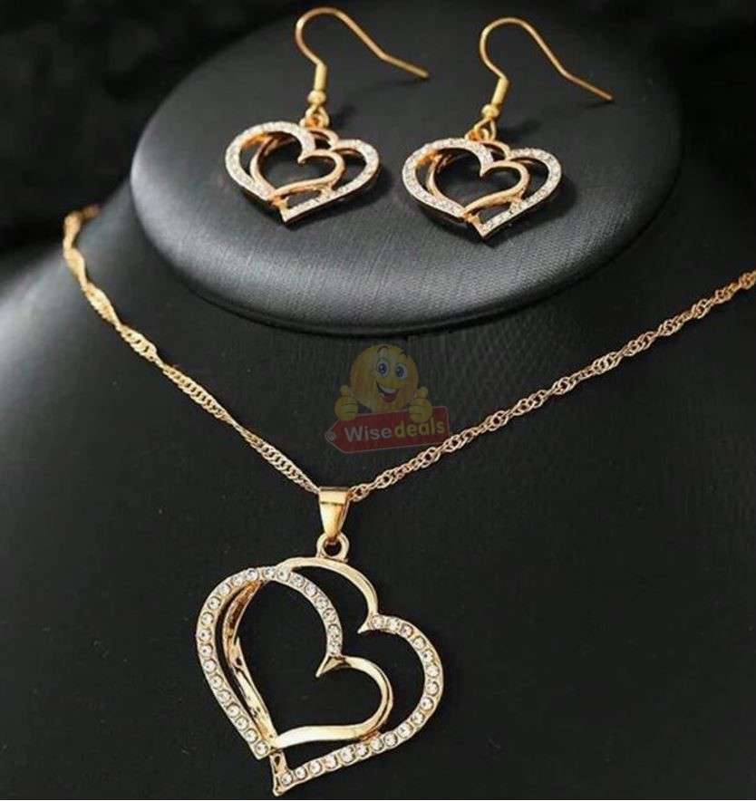 Heart Shaped Necklace and Earrings set in Complimentary Gift Box
