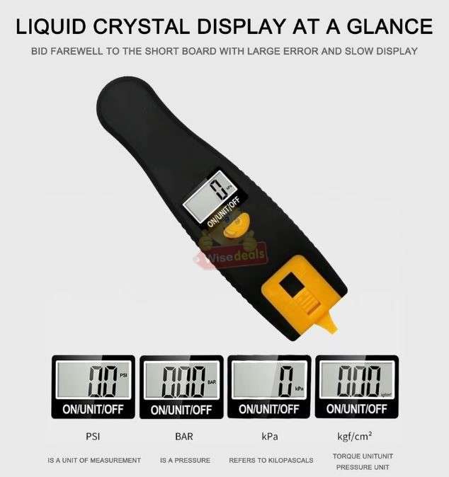 2 in 1 Digital LCD Display Tyre Air Pressure Gauge Meter