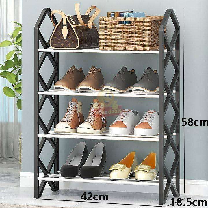 4 Layer Diamond X Style Shoe Rack Organizer Storage Stand