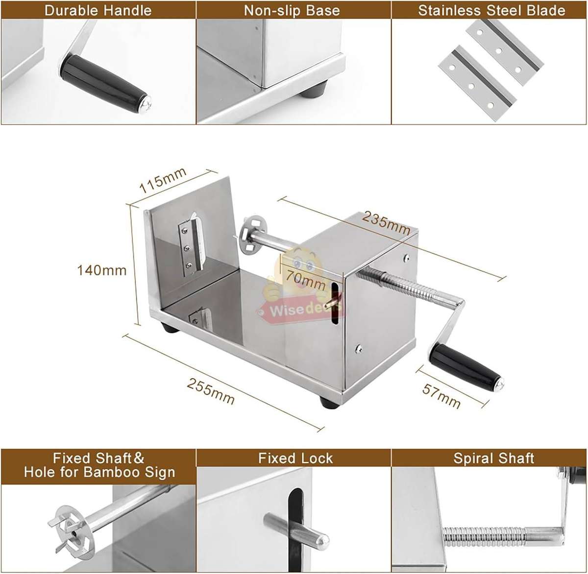 Stainless Steel potato spiral and veggie slicer tornado