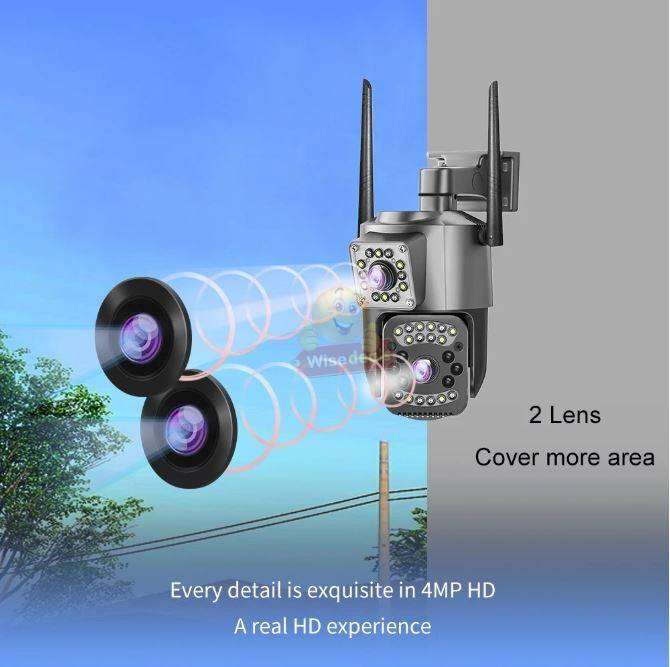 Dual Lens Waterproof Outdoor WIFI IP Camera with V380 PRO App