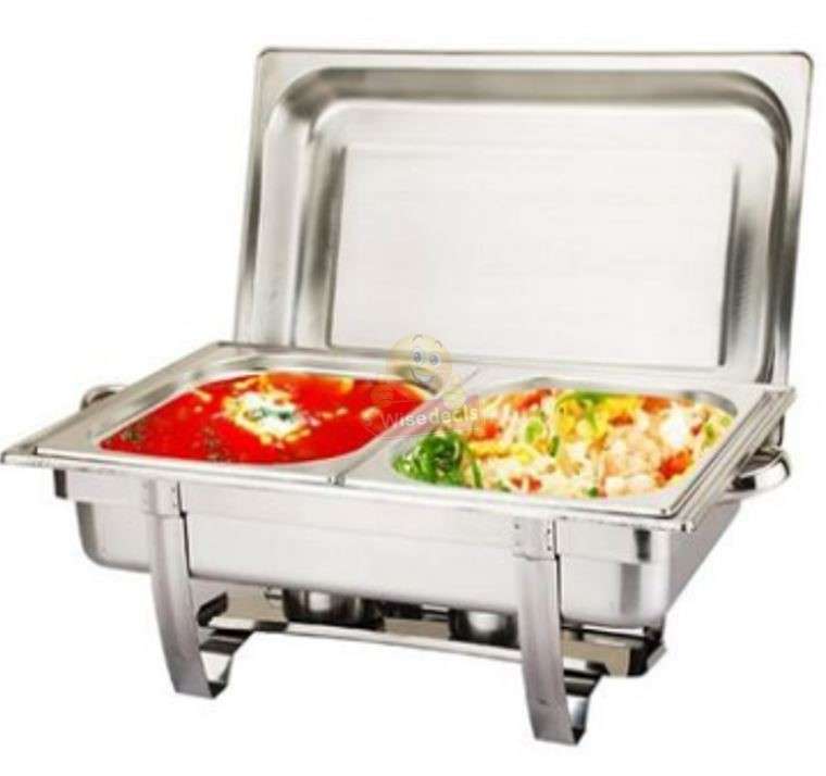 Double chafing stainless steel dish